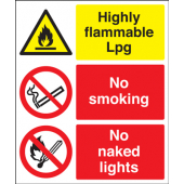 Highly Flammable Lpg & No Smoking Multi-Message Sign