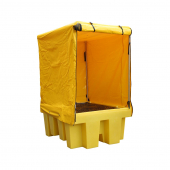 The IBC Soft Covered Spill Pallet Storage Unit features a heavy duty frame and cover to protect the contents inside and comes complete with frame, cover and roll up door,  covers can be rolled up and held in place with tie