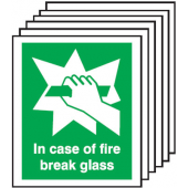 In Case Of Fire Break Glass Sign 6 Pack