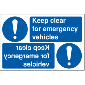 Keep Clear For Emergency Vehicles Reversing Car Park Signs