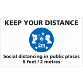 Keep Your Distance Public Places Rectangular Floor Signs
