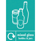 Mixed Glass Bottles And Jars WRAP Recycling Sign