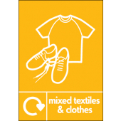 Mixed Textiles And Clothes WRAP Recycling Sign