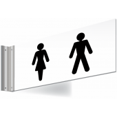 Male Female Toilet Symbols Double Sided Washroom Corridor Sign