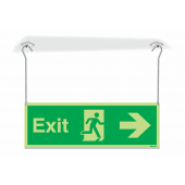 Photoluminescent Exit Running Man Arrow Right Hanging Signs