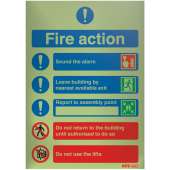 Fire Action Notice Nite-Glo Acrylic Information Signs