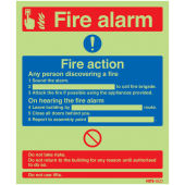 Nite-Glo Fire Alarm And Fire Action Sign