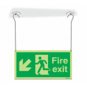  Fire Exit Running Man Arrow Down Left Hanging Signs