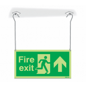 Photoluminescent Fire Exit Running Man Arrow Up Hanging Signs
