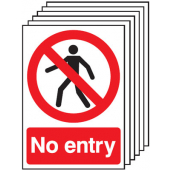 No Entry Prohibition Safety Sign 6 Pack