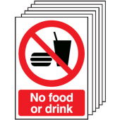 Prohibition No Food Or Drink Sign 6 Pack