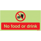 Nite-Glo Photoluminescent No Food Or Drink Signs