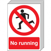No Running Prohibition Pack Of 6 Signs