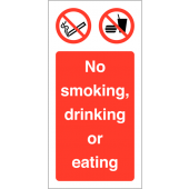 No Smoking Eating Or Drinking Vinyl Safety Labels On-a-Roll