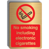 No Smoking Including Electronic Cigarettes Brass Signs