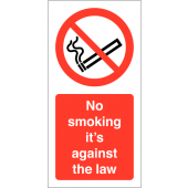 No Smoking It's Against The Law Vinyl Safety Labels On-a-Roll