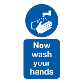 Now Wash Your Hands Vinyl Safety Labels On-a-Roll