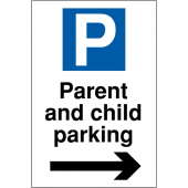 Parent And Child Parking With Right Arrow Signs
