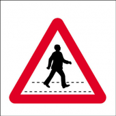 Pedestrians Crossing Works Stanchion Traffic Sign