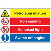 Petroleum Mixture No Smoking Switch Off Engine Sign