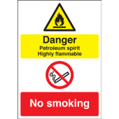 Petroleum Spirit Highly Flammable No Smoking Sign
