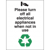Please Turn Off Electrical Appliances Energy Saving Sign