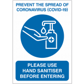 Please Use Hand Sanitiser Before Entering Signs