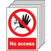 No Access Prohibition Pack Of 6 Signs