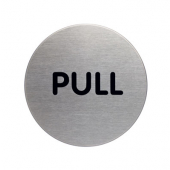 Pull Picto Brushed Stainless Steel Door Sign