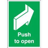 Push To Open With Directional Arrow Portrait Sign