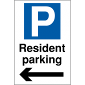 Resident Parking Arrow Left Reserved Parking Signs