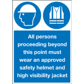 Safety Helmet And High Visibility Jacket Sign