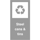 Steel Cans and Tins Self Adhesive Vinyl Recycling Labels