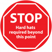STOP Hard Hats Required Beyond This Point Anti-Slip Floor Sign