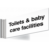 Toilets And Baby Care Facilities Double Sided Washroom Corridor Sign