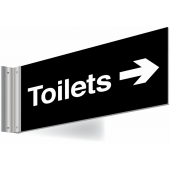 Toilets With Arrow Right Double Sided Washroom Corridor Sign