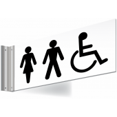 Unisex Accessible Toilets Double Sided Washroom Corridor Sign