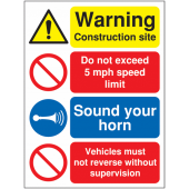 Warning Construction Site Sound Your Horn Sign