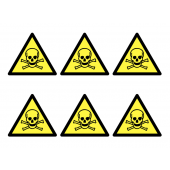 Beware Toxic Material Symbol Sheet of Vinyl Labels