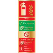 Water Fire Extinguisher Instruction Brass Material Sign