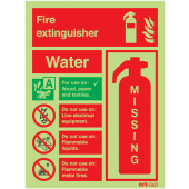 Water Fire Extinguisher Missing Nite-Glo Information Signs
