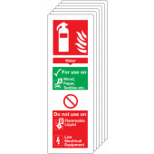 Water Fire Extinguisher Pack Of 6 Information Signs