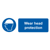 Wear Head Protection Vinyl Safety Labels On-a-Roll