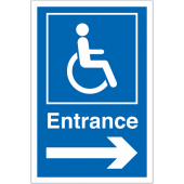 Wheelchair Accessible Entrance With Right Arrow Signs