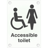 Wheelchair And Female Accessible Toilet Sign In Frosted Acrylic