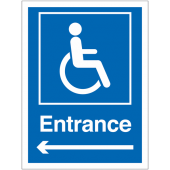 Disabled Symbol Entrance With Arrow Left Parking Signs