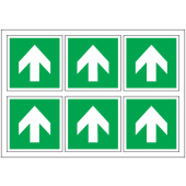 Green White Arrow Vinyl Safety Labels On-a-Sheet