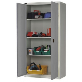 Workplace Storage Cupboard 2 Doors 3 Shelves Grey Doors