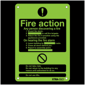 Xtra-Glo Aluminium Fire Action Sign