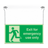 Xtra-Glow Emergency Exit Only Left Hanging Sign